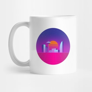 Synthwave 80's neon city Mug